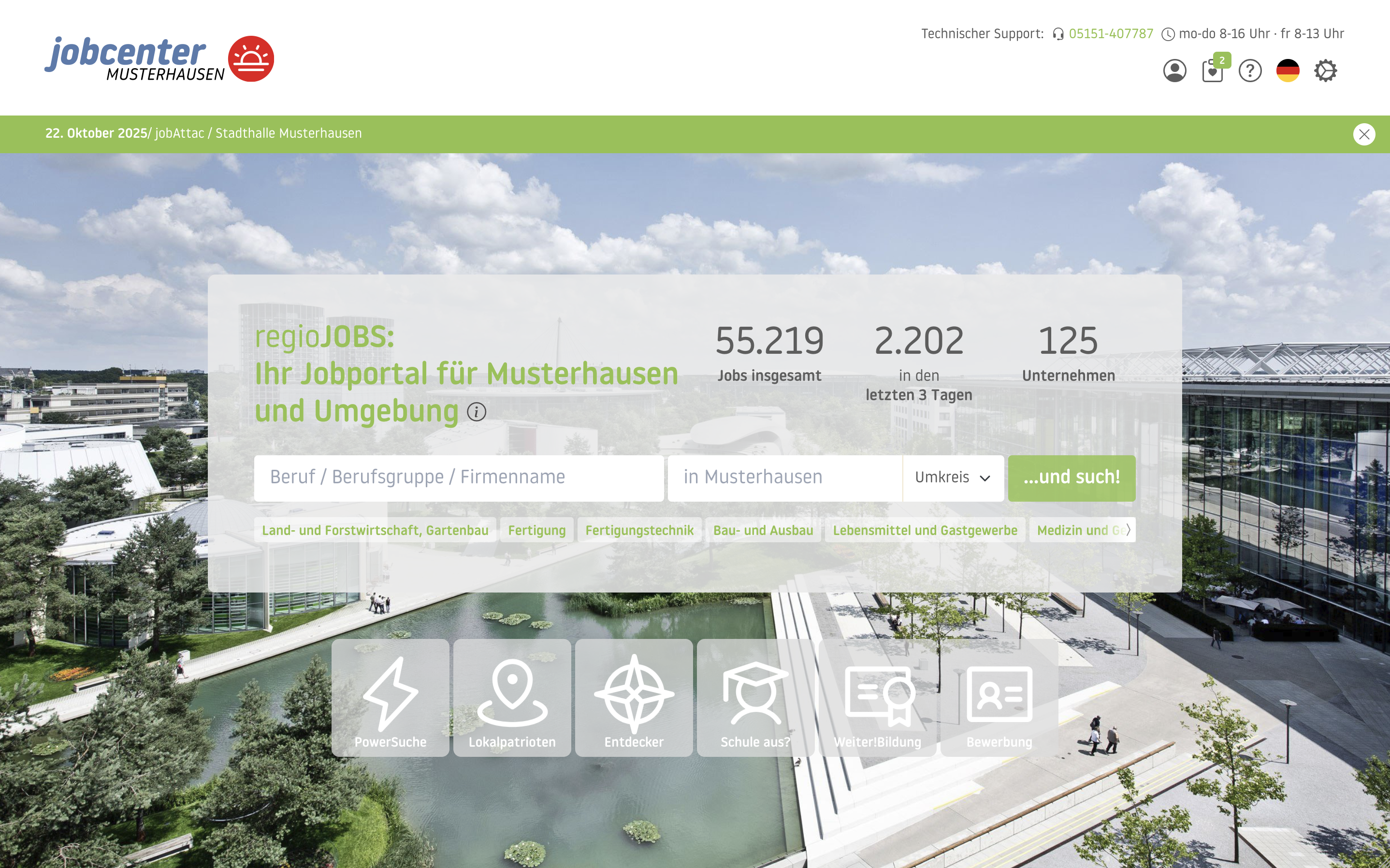 Screenshot von einer der Anwendungen: jobPortal