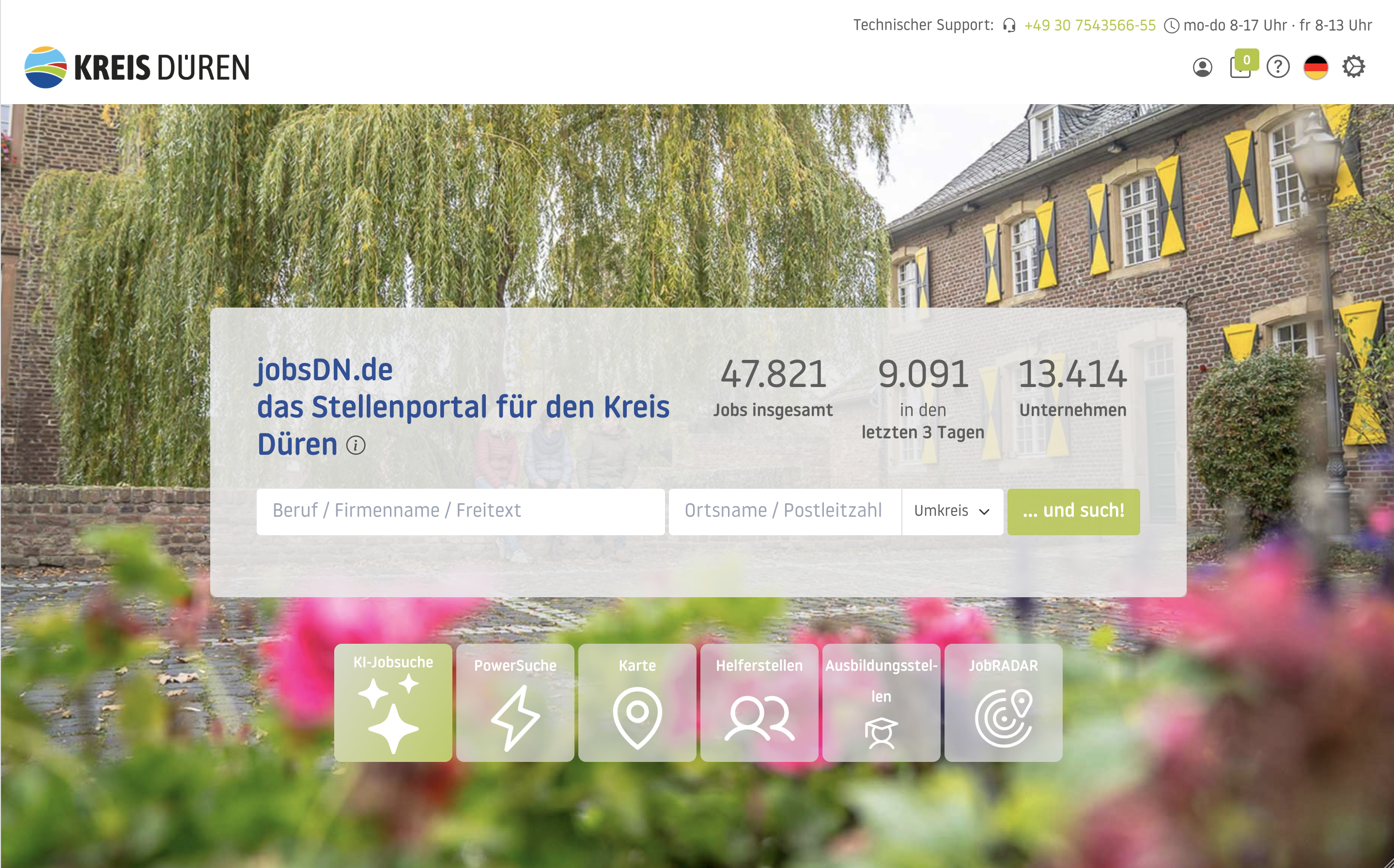 Screenshot von einer der Anwendungen: jobPortal