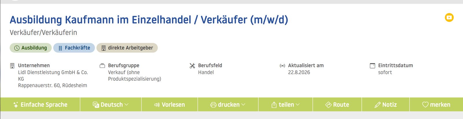 Die Werkzeugleiste im Portal: suchen, merken, weitergeben.