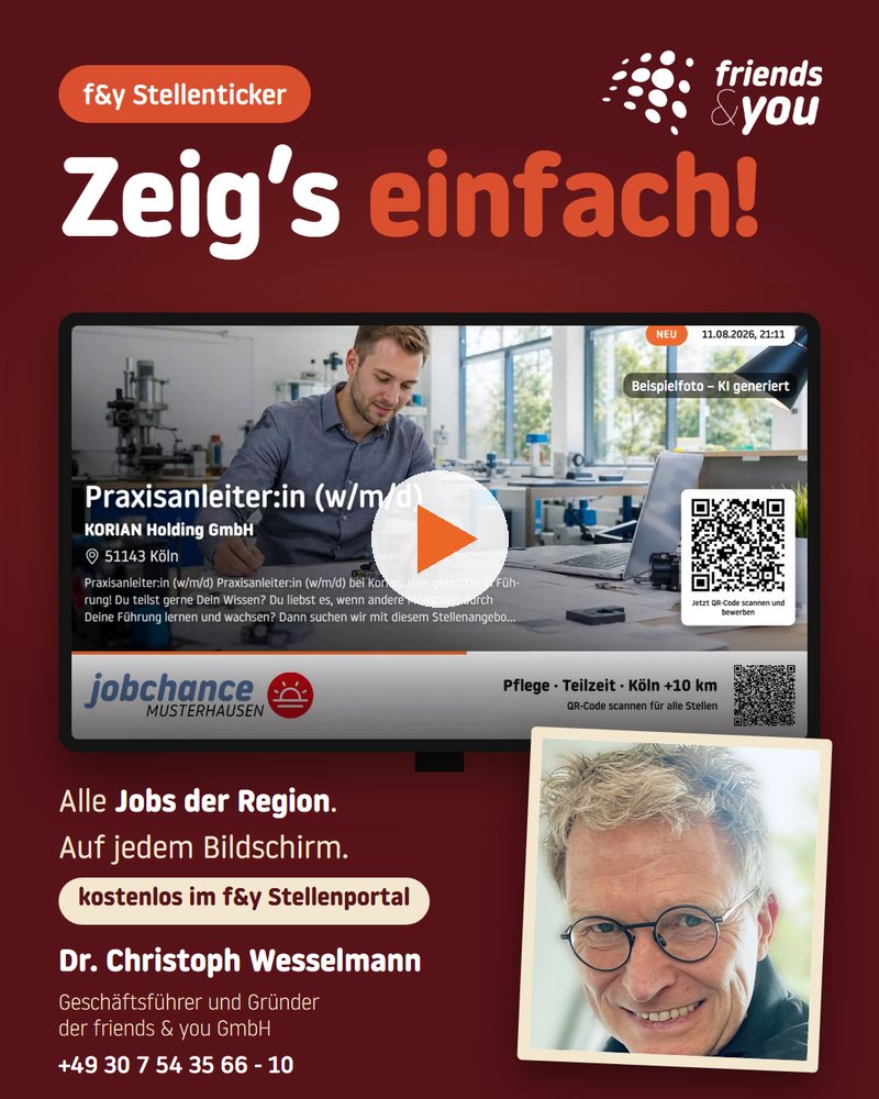 Vorschaubild: Stellenticker auf einem Monitor im Wartebereich, Video auf LinkedIn